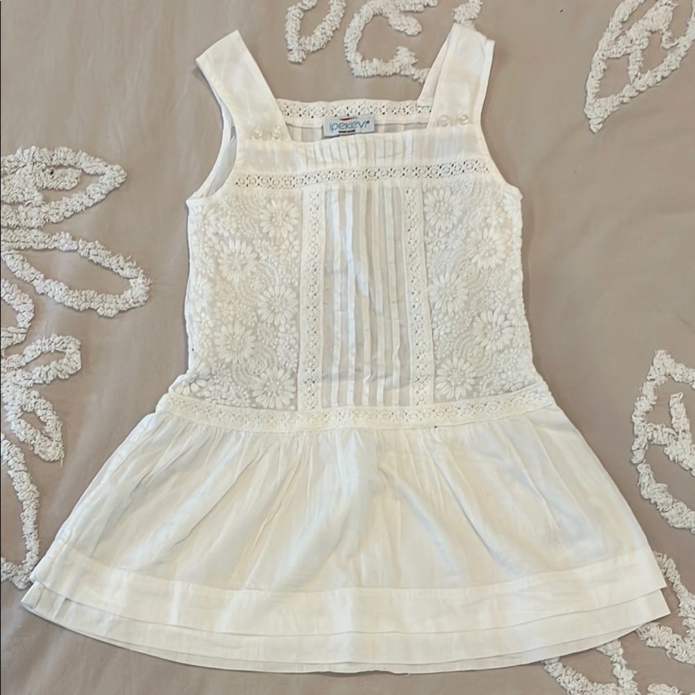 Ipekevi Girls Size 6 NEW Beautiful White Cotton Dress